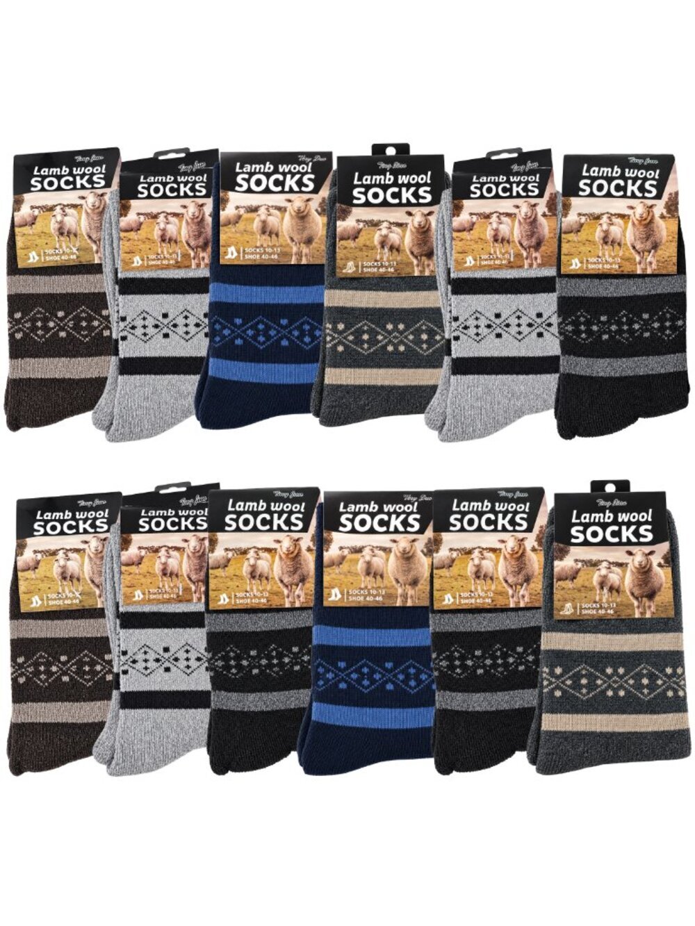 Mens Wool Blend Crew Socks 12 Pack Warm Winter Outdoor Work Hiking Cold Weather